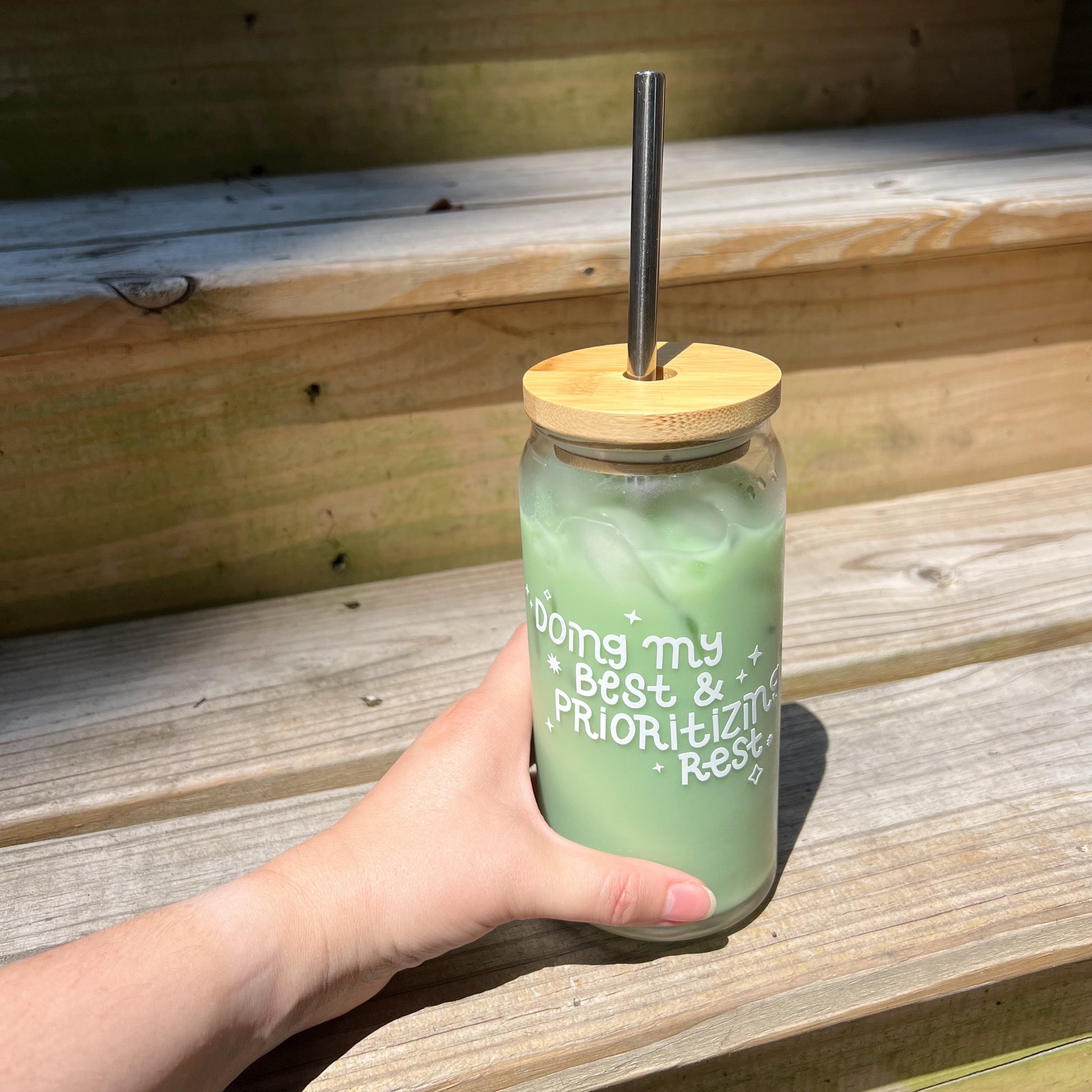 Glass Cup with Glass Straw & Bamboo Lid – MountainTopMentality